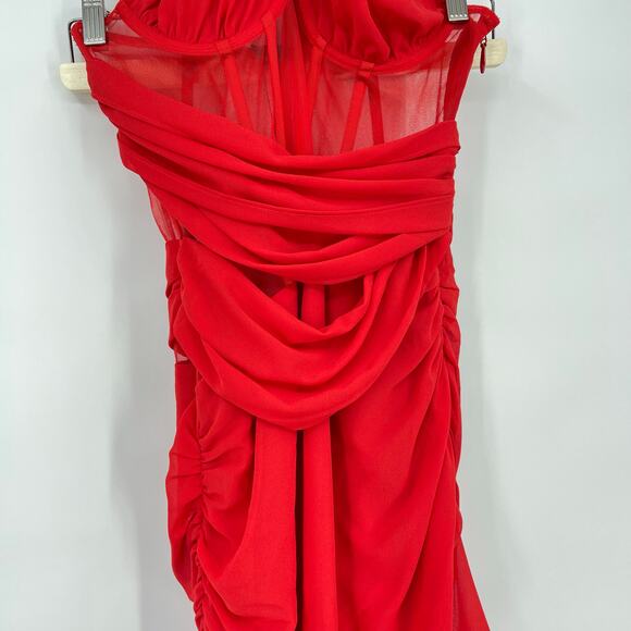 NBD | NWT Christian Gown in Red Asymmetrical Corset Maxi Dress S - Picture 8 of 16